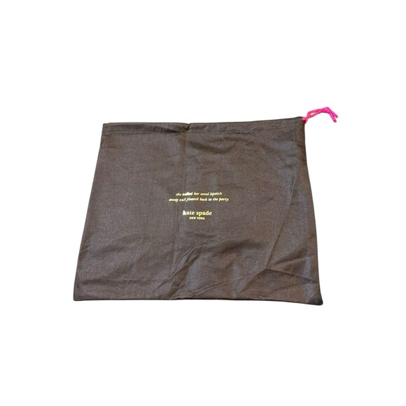 Kate Spade NY Brown Purse Dust Bag Cover Pink Drawstring Gold Logo 13.5”x11.5” - Picture 1 of 10